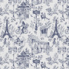 Printed Half Panama BAGUETTE White / Blue